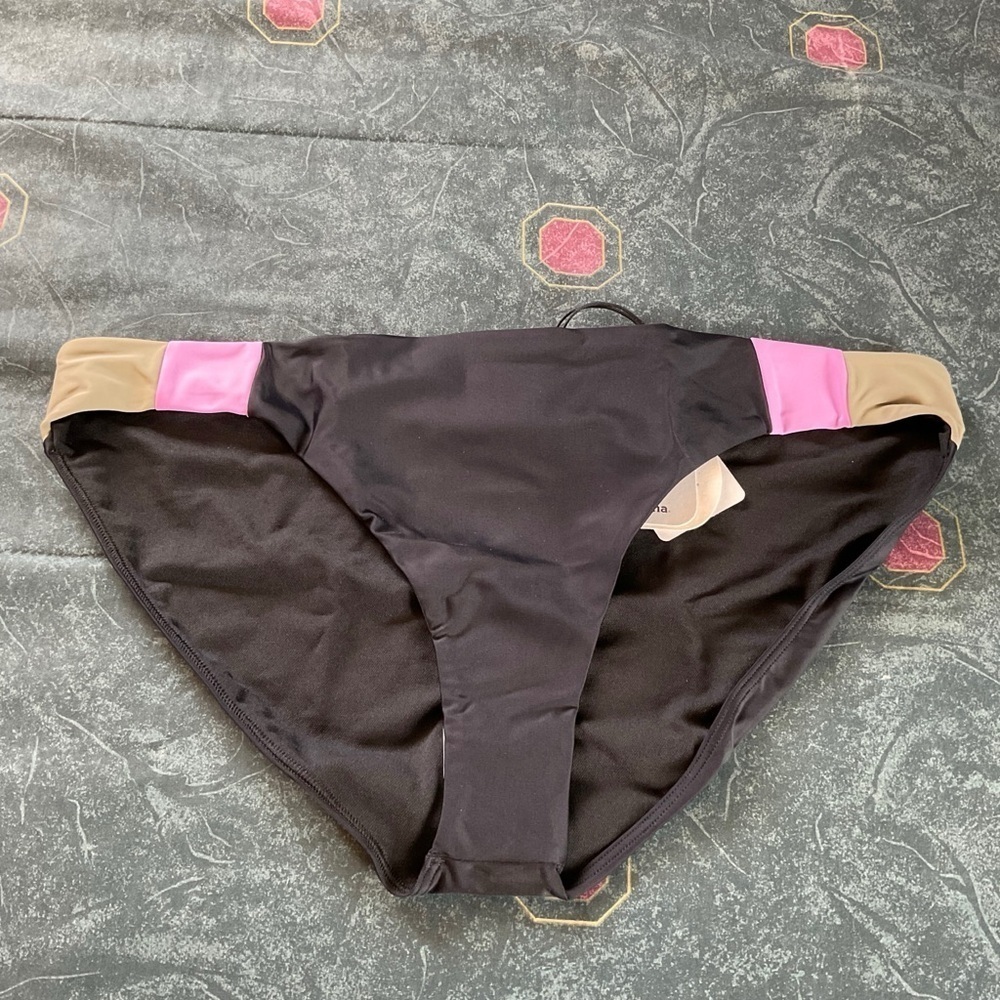 Prana Tulum Bottom Black Color Block Swim Suit Bathing Suit Size XL NWT‎